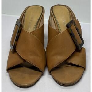 Donald J Pliner Ashlie Womens 7M Brown Leather Slip-On Block Heel Slide Sandal